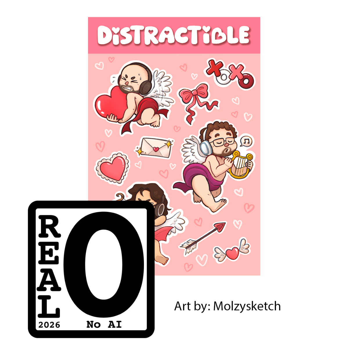 Distracted Cupids Sticker Sheet